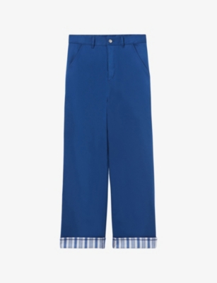 CLAUDIE PIERLOT: Stripe-Hem Relaxed-Fit Stretch-Cotton Trousers