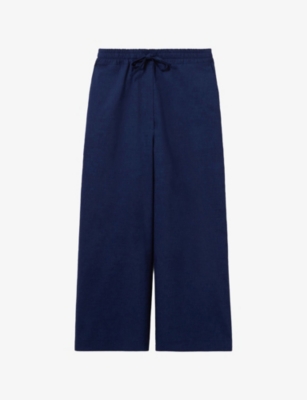 CLAUDIE PIERLOT: Logo-Embroidery Wide-Leg Lightweight Woven Trousers