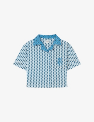Claudie Pierlot Womens  Logo-embroidered Relaxed-fit Cotton Shirt