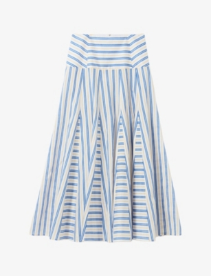 CLAUDIE PIERLOT: Striped Peplum-Draped Woven Maxi Skirt