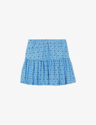 CLAUDIE PIERLOT: Monogram-Print Bubble Cotton Mini Skirt