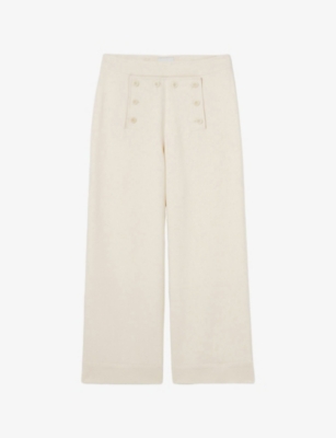 Claudie Pierlot Womens  Button-embellished Straight-leg Stretch-woven Trousers