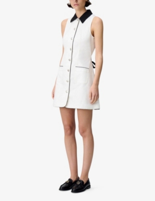 CLAUDIE PIERLOT: Contrast-Collar Sleeveless Cotton Mini Dress