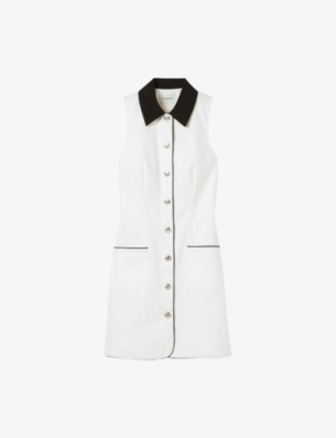 CLAUDIE PIERLOT: Contrast-Collar Sleeveless Cotton Mini Dress