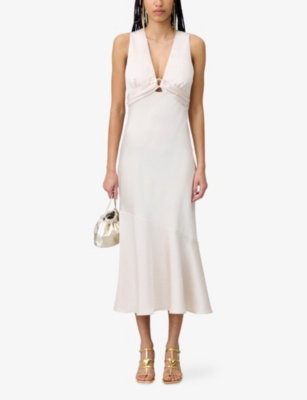 CLAUDIE PIERLOT: Flowy V-neck Satin Maxi Dress