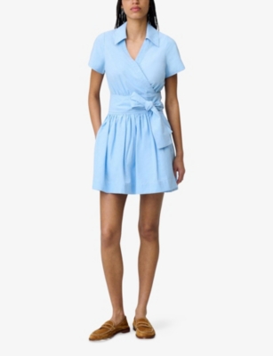 CLAUDIE PIERLOT: Polo-Collar Belted Cotton-Blend Mini Dress