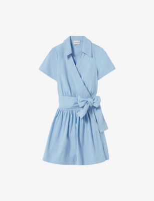 CLAUDIE PIERLOT: Polo-Collar Belted Cotton-Blend Mini Dress