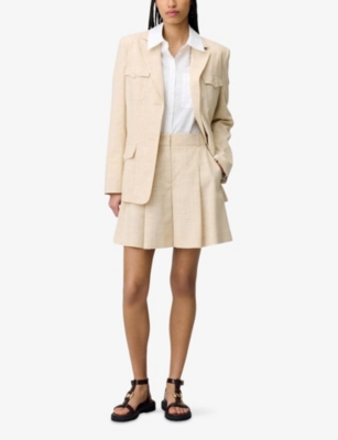 Claudie Pierlot Womens  Mid-thigh High-rise Pleated Woven Shorts