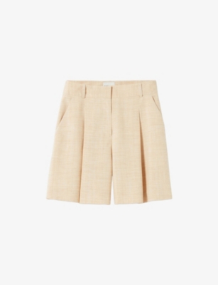 Claudie Pierlot Womens  Mid-thigh High-rise Pleated Woven Shorts