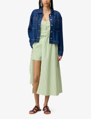 CLAUDIE PIERLOT: Striped Shorts-Underlay Cotton Midi Dress