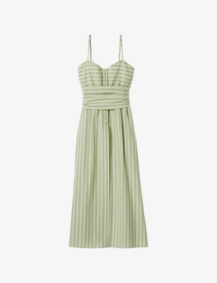 CLAUDIE PIERLOT: Striped Shorts-Underlay Cotton Midi Dress