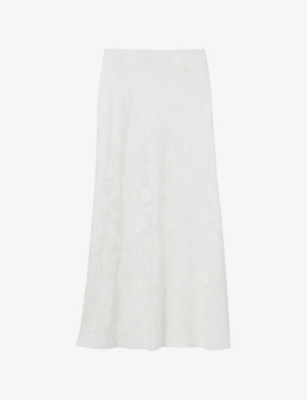 CLAUDIE PIERLOT: Embossed Floral-Print Satin Maxi Skirt