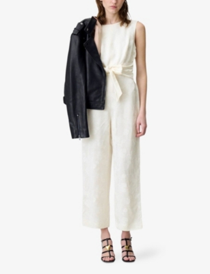 CLAUDIE PIERLOT: Round-Neck Tie-Waist Woven Jumpsuit