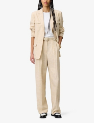 CLAUDIE PIERLOT: Pin-Tuck Wide-Leg Woven Trousers