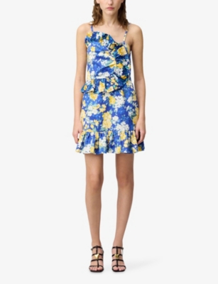 CLAUDIE PIERLOT: Floral-Print Frill-Trim Cotton Mini Dress