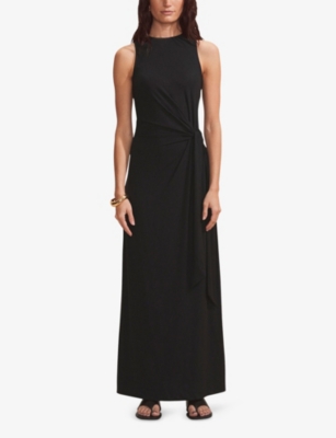 Ro&zo Womens Black Sleeveless Tie-waist Stretch-jersey Maxi Dress In Black