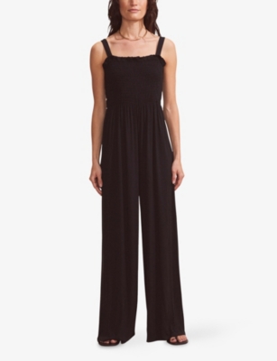 RO&ZO: Shirred-Bodice Wide-Leg Stretch-Jersey Jumpsuit