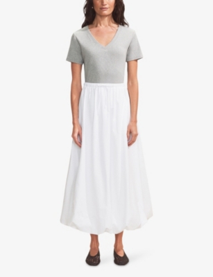 RO&ZO: Bubble-Hem Flared Cotton Maxi Skirt