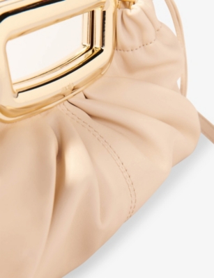 Shop Maje Womens Ecru Top-handle Leather Clutch Bag