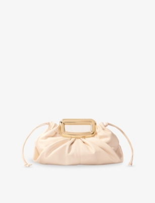 Shop Maje Womens Ecru Top-handle Leather Clutch Bag