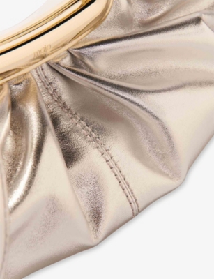Shop Maje Womens Silver Top-handle Metallic Leather Clutch Bag
