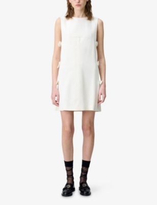 CLAUDIE PIERLOT: Bow-Embroidered Sleeveless Woven Mini Dress