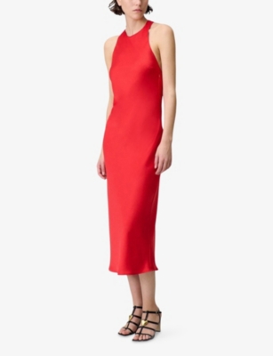 Claudie Pierlot Womens Bright Red Open-back Cross-strap Satin Maxi Dress In Red