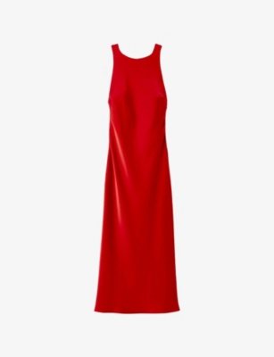 Claudie Pierlot Womens Bright Red Open-back Cross-strap Satin Maxi Dress In Red