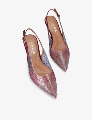 Carvela Womens Wine Positano Vinyl Embellished Kitten Heels Eur 40 / 7 Uk In Burgundy