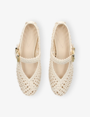 ZIMMERMANN: Gleam Woven Raffia Ballet Flats