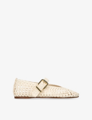 Zimmermann Womens  Gleam Woven Raffia Ballet Flats