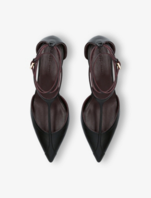 Khaite Pointed Toe Black Ankle Strap Sandals In Black