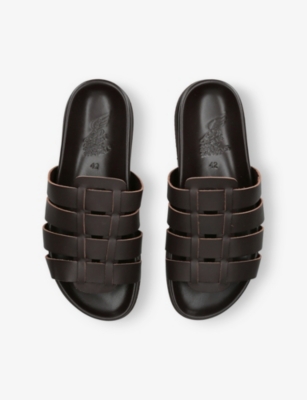 ANCIENT GREEK SANDALS: Laodamas Leather Gradiator Flat Sandals