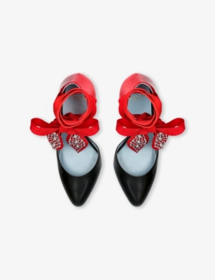 VALENTINO GARAVANI: FolieFoliage Dorsay 85 Leather Heeled Sandals