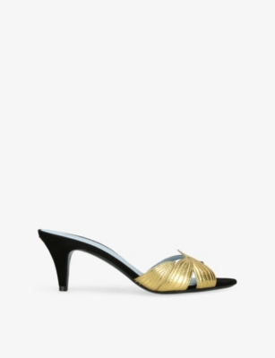 VALENTINO GARAVANI: Foliefoliage 65 Leather Heeled Mules