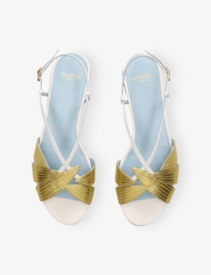 VALENTINO GARAVANI: Foliefoliage Flat Leather Sandals