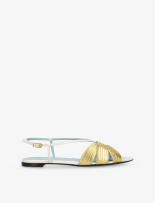 VALENTINO GARAVANI: Foliefoliage Flat Leather Sandals