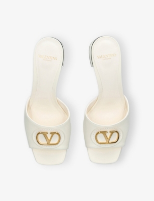 VALENTINO GARAVANI: VLogo 60 Leather Heeled Mules