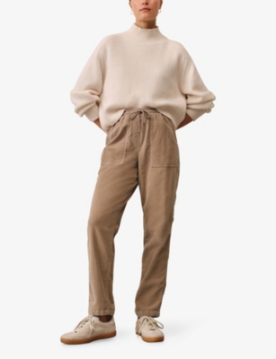 The White Company S Cord Tapered-leg Cotton Trousers Hotchocola In Brown