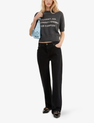 THE KOOPLES WOMENS THE KOOPLES STRAIGHT-LEG MID-RISE DENIM JEANS 