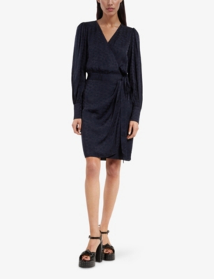 THE KOOPLES: Jacquard Wrap Long-Sleeve Woven Mini Dress