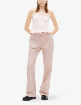 THE KOOPLES WOMENS THE KOOPLES WIDE-LEG MID-RISE COTTON TROUSERS 