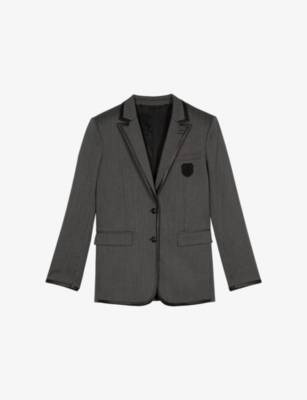 THE KOOPLES: Logo-Embroidered Single-Breasted Striped Stretch-Cotton Blazer