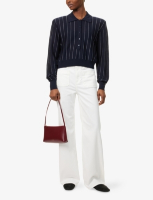 ME AND EM: Patch-Pocket Subtle Flared Stretch-Denim Blend Jeans