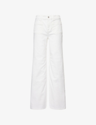 ME AND EM: Patch-Pocket Subtle Flared Stretch-Denim Blend Jeans