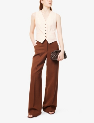 Me And Em Womens  V-neck Sleeveless Woven Vest In Peach Sorbet