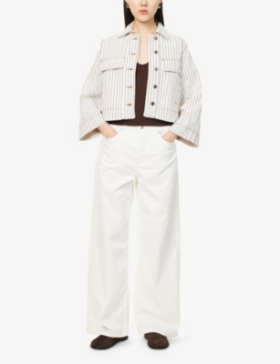 ME AND EM: Pinstripe Italian Denim Swing Jacket