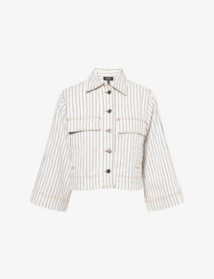 ME AND EM: Pinstripe Italian Denim Swing Jacket