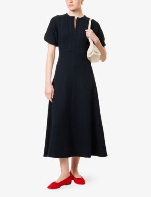 ME AND EM: Flared Panelled Cotton-Blend Maxi Dress