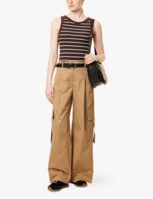 Shop Me And Em And Em Womens Breton Stripped Cotton-blend Vest Top Summer Chocolate Cre